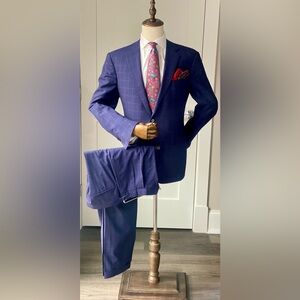 Exceptional Super 180s Ralph Lauren Purple Label (RLPL) Blue Check Suit 42R US